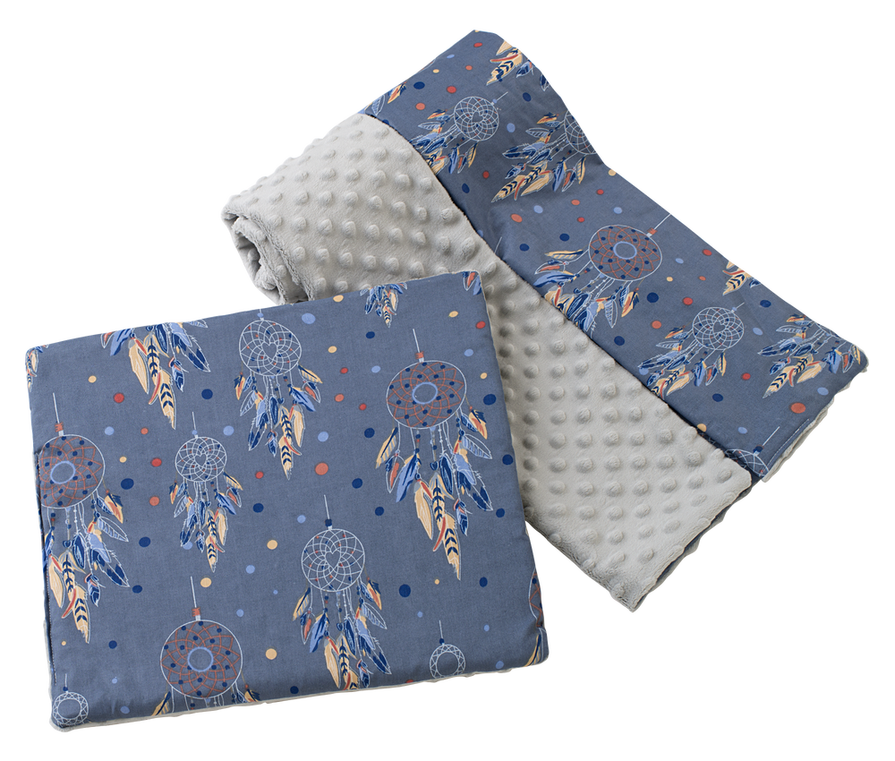 Medi Partners Quilt 75x100 + pillow 35x30 cotton + minky – Dreamcatchers + gray minky