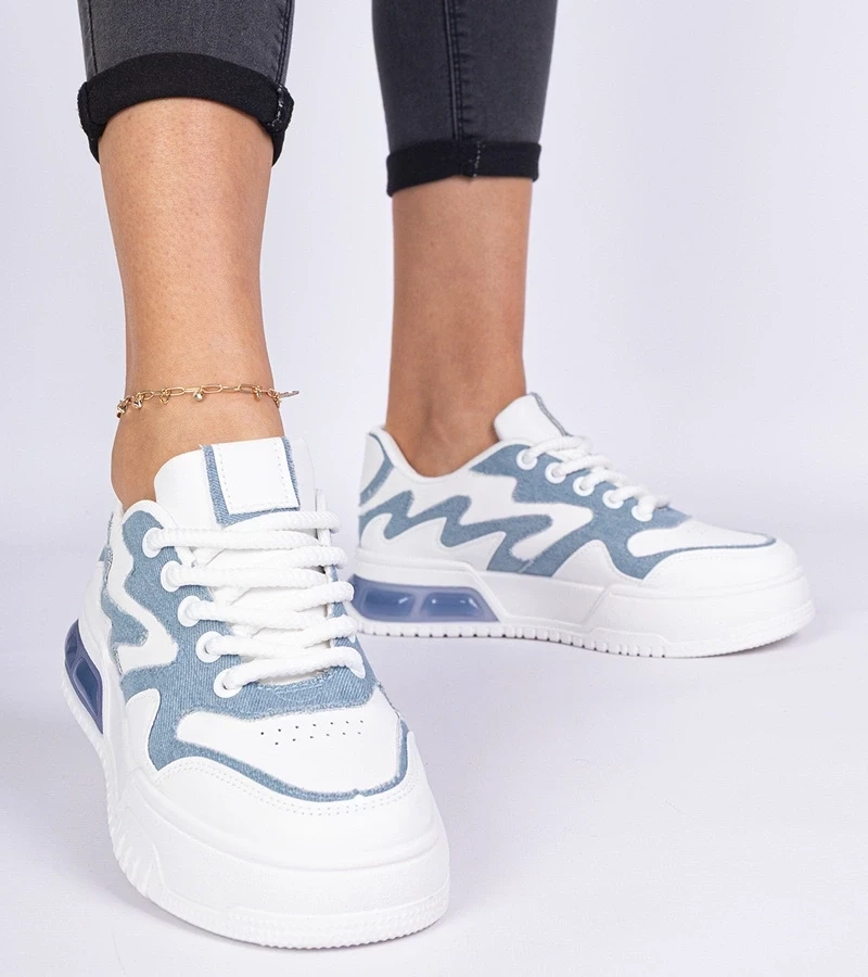 Gemre Adidași albaștri de damă cu detalii din denim Lasata