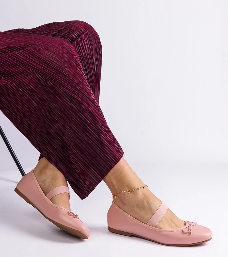 Gemre Balerini roz cu elastic și fundiță decorativă Newton