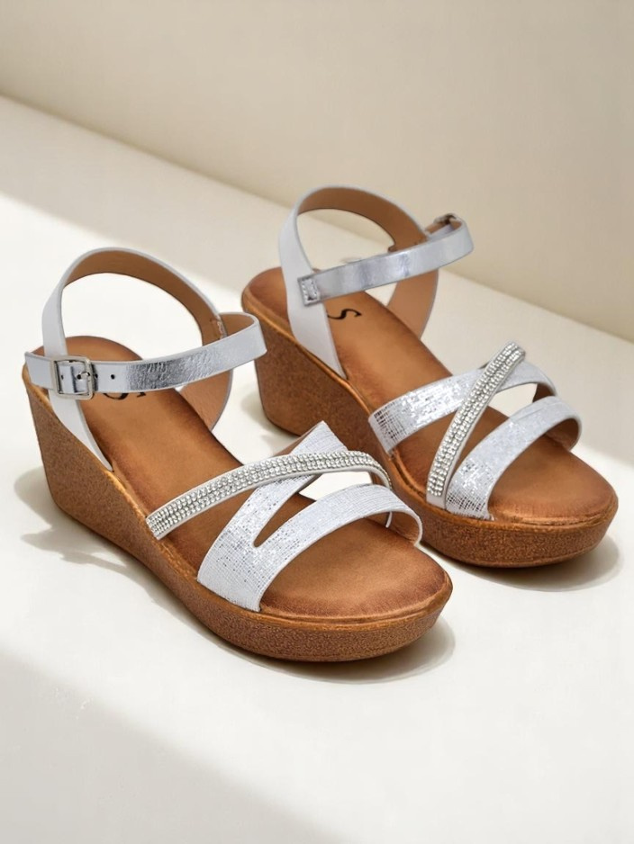 Resti Women's wedge sandals with rhinestones and glitter Eclat