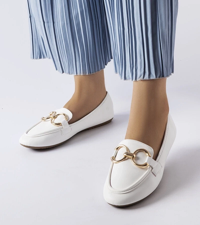 Gemre Mocasini albi pentru femei de Couturier