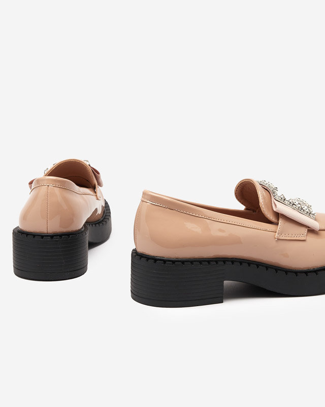 Resti Lacquered shoes with a buckle in nude color Fogim- Footwear