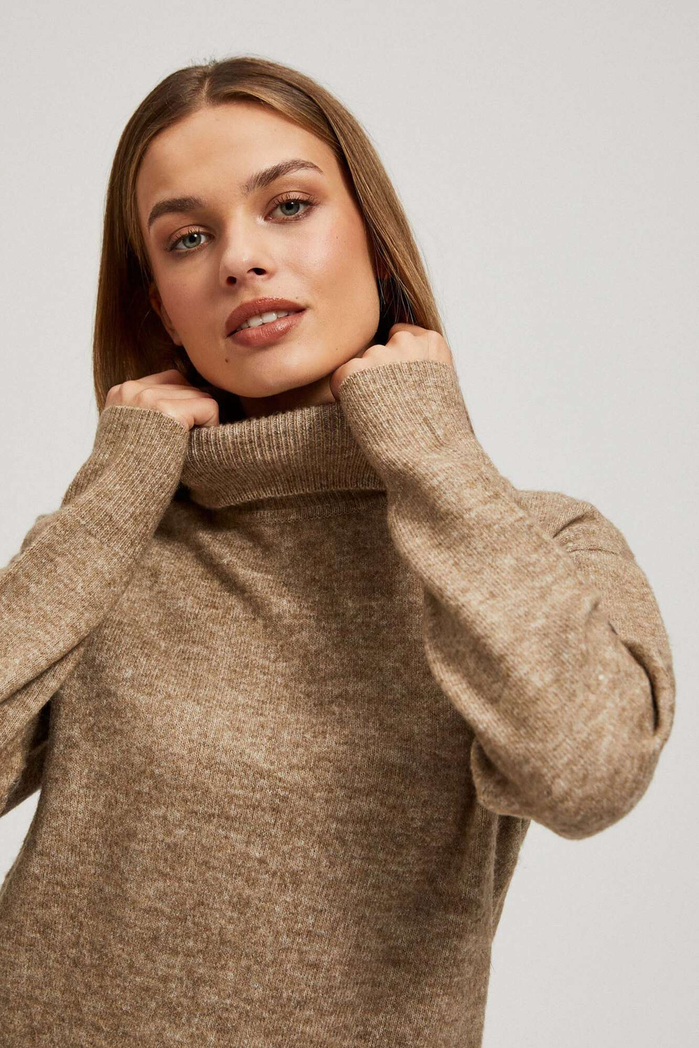 Marisse Beige Turtleneck Sweater