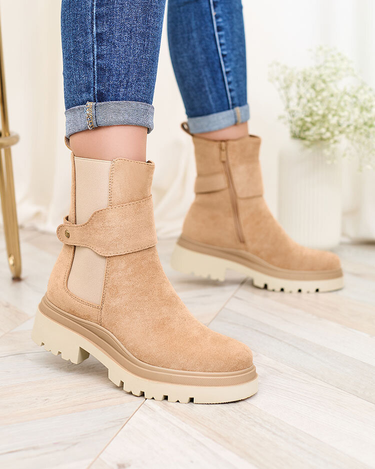 Resti Light brown women&#039;s boots with decorative strap Doasa