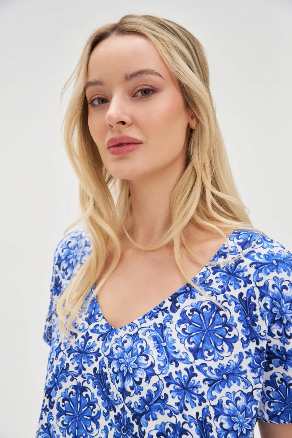 Marisse Patterned Blue Dress