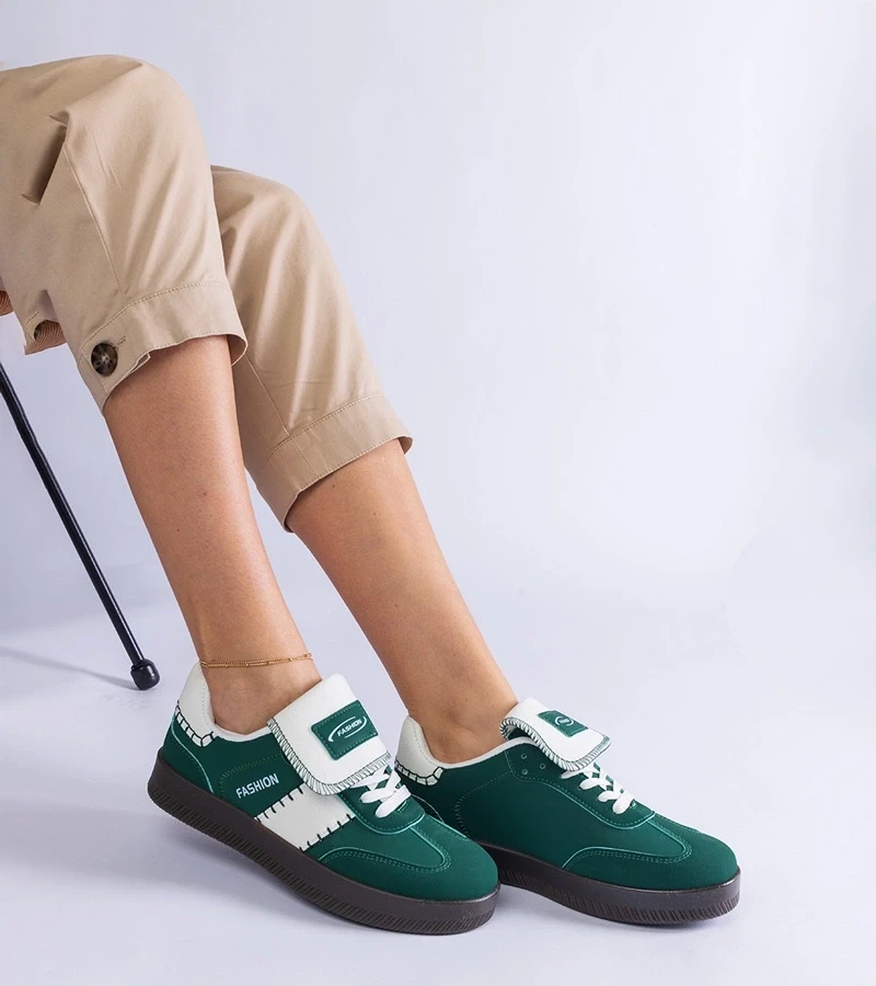 Gemre Adidași verzi pe platformă cu cusături Puente