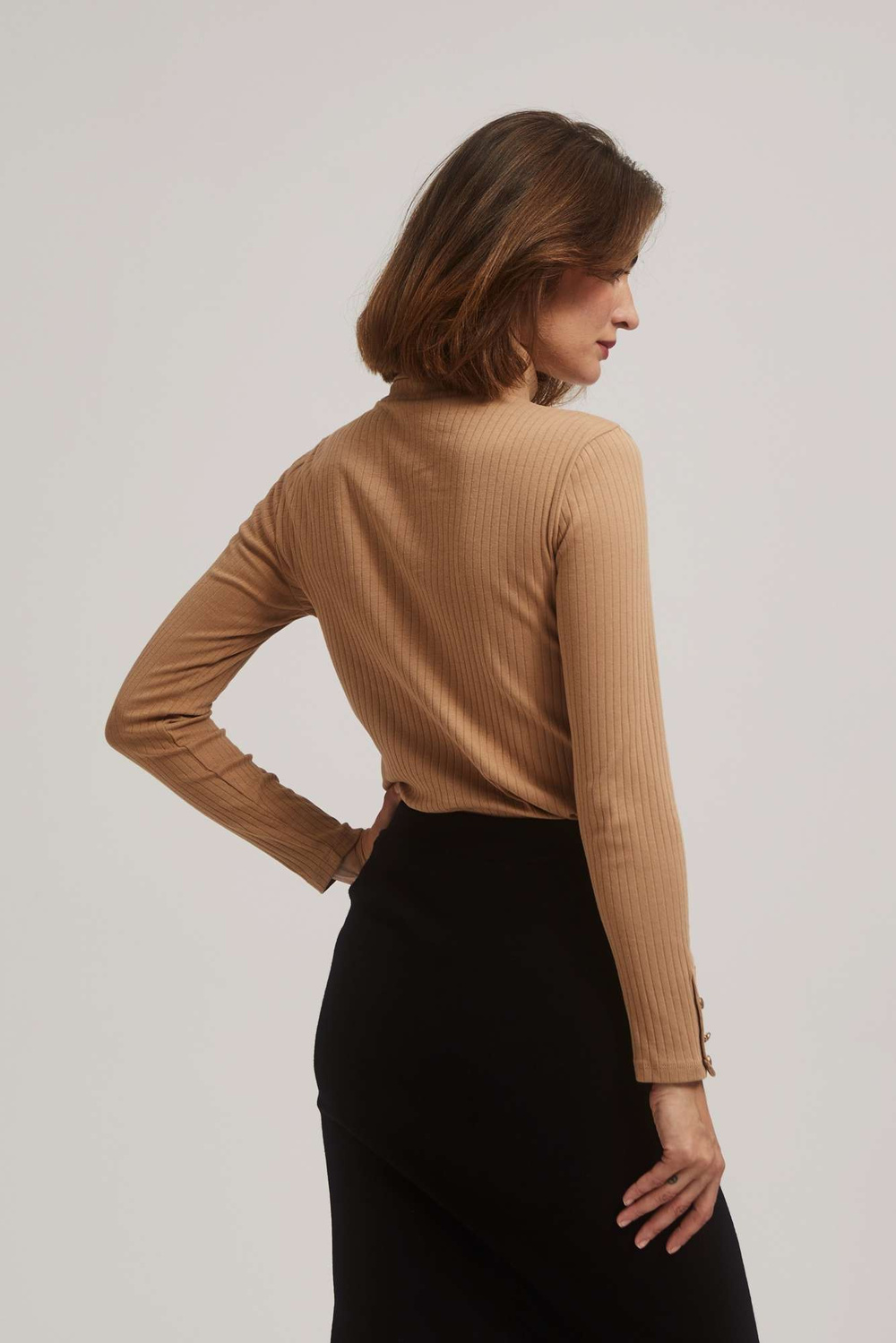 Ribbed turtleneck blouse