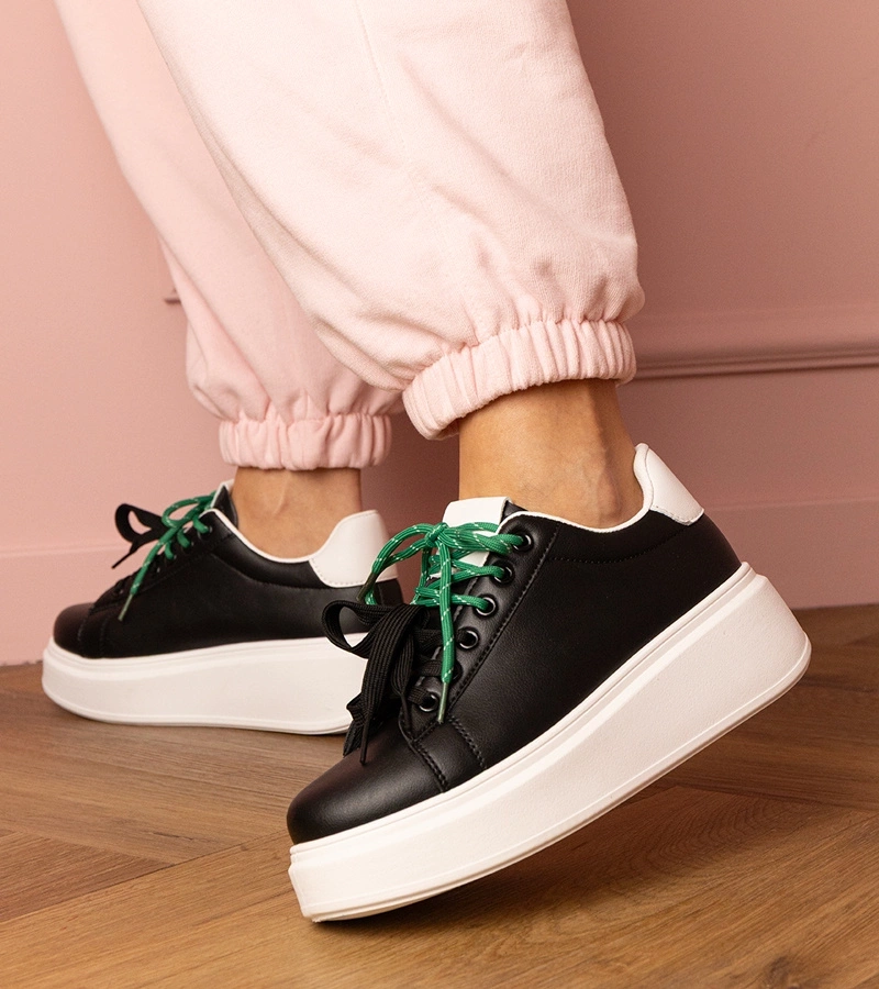 Gemre Adidași sport negri pe platformă Kler