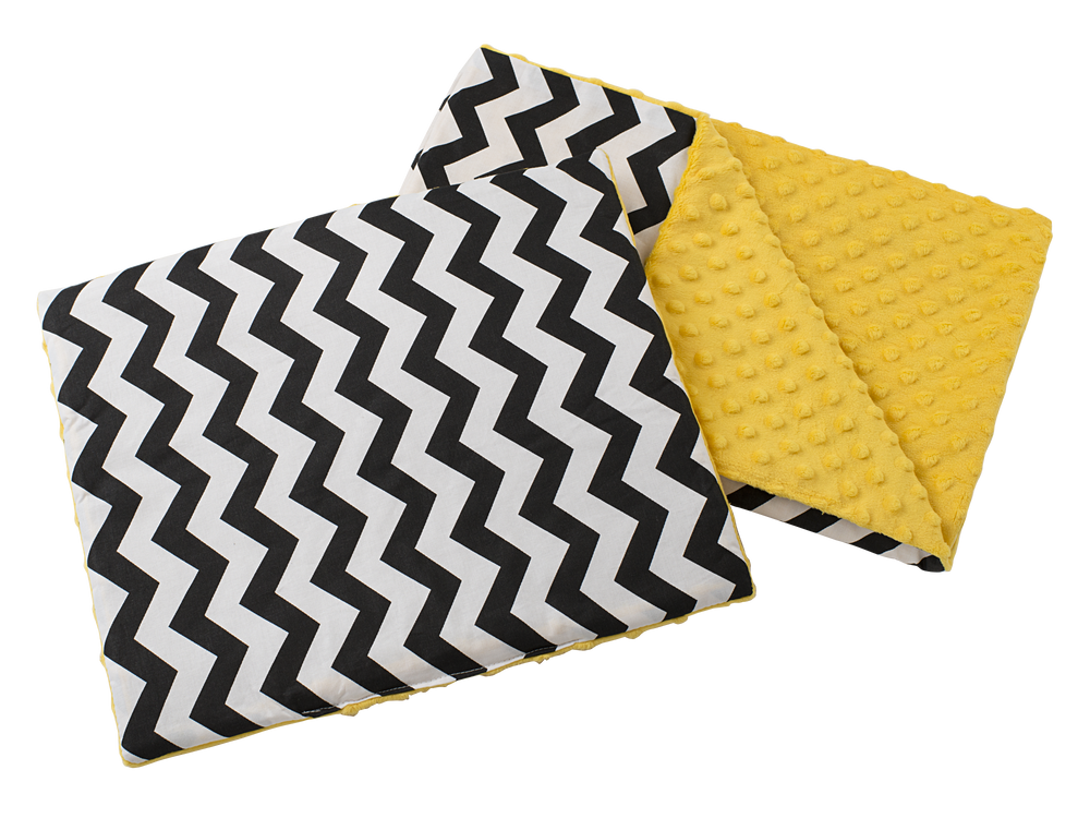 Medi Partners Quilt 55x75 + pillow 35x30 cotton + minky – Zygzag + yellow minky