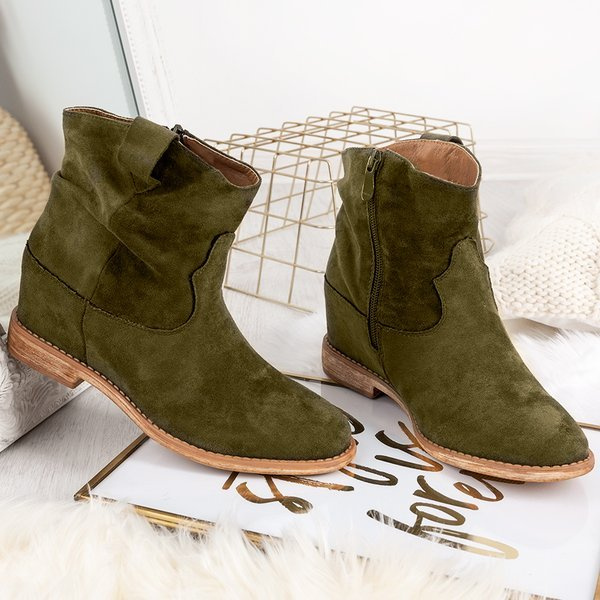 Resti Green cowboy boots on a covered Astrit wedge - Footwear