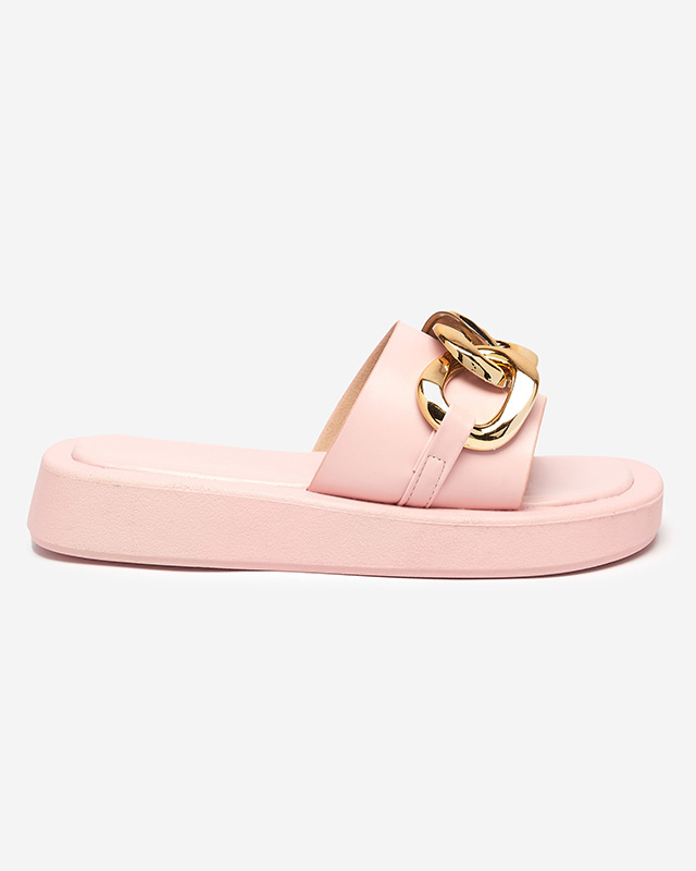 Resti Women&#039;s pink slippers with a gold chain Reteris - Footwear