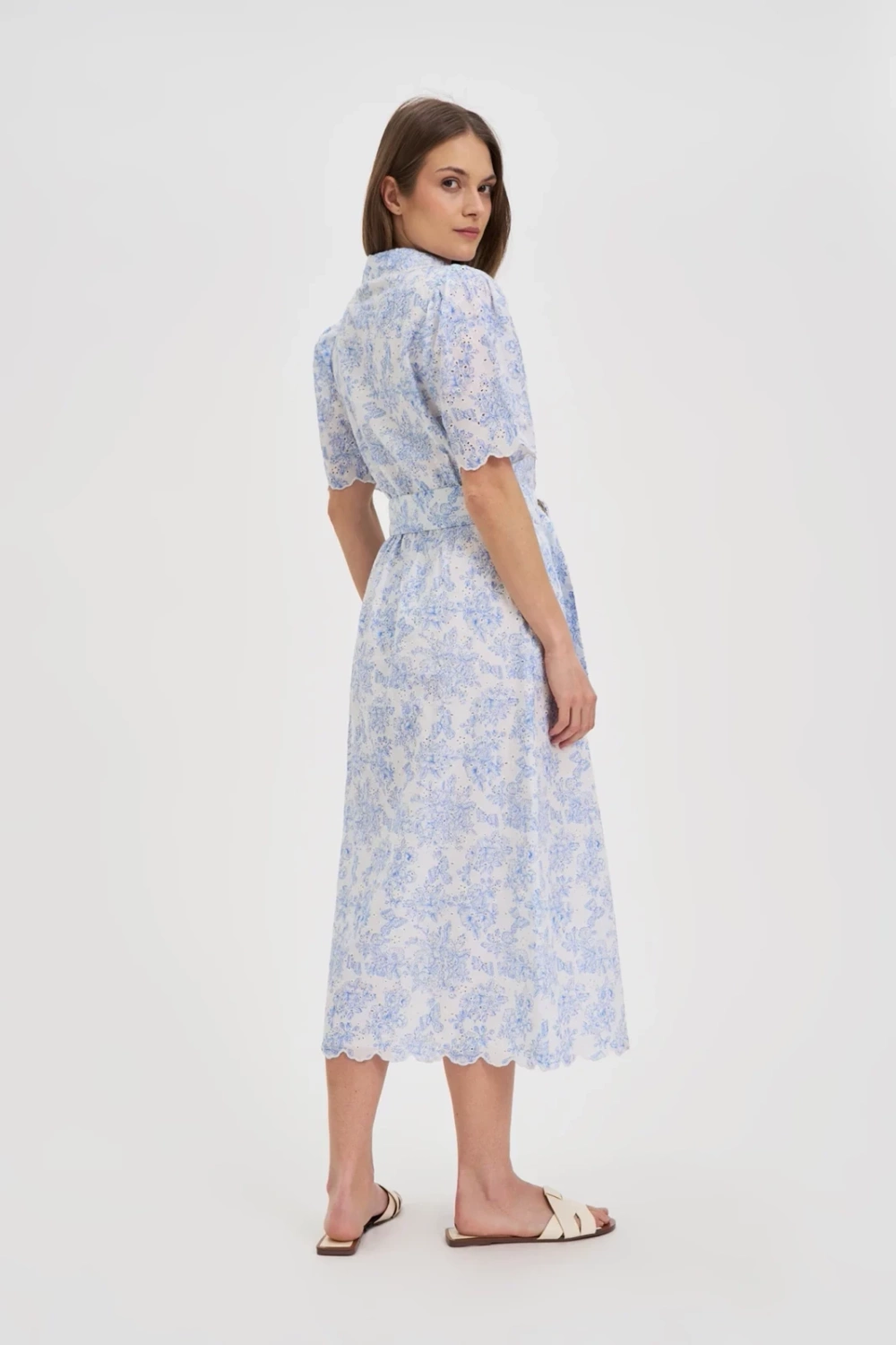 Marisse Cotton Dress With A Belt, White