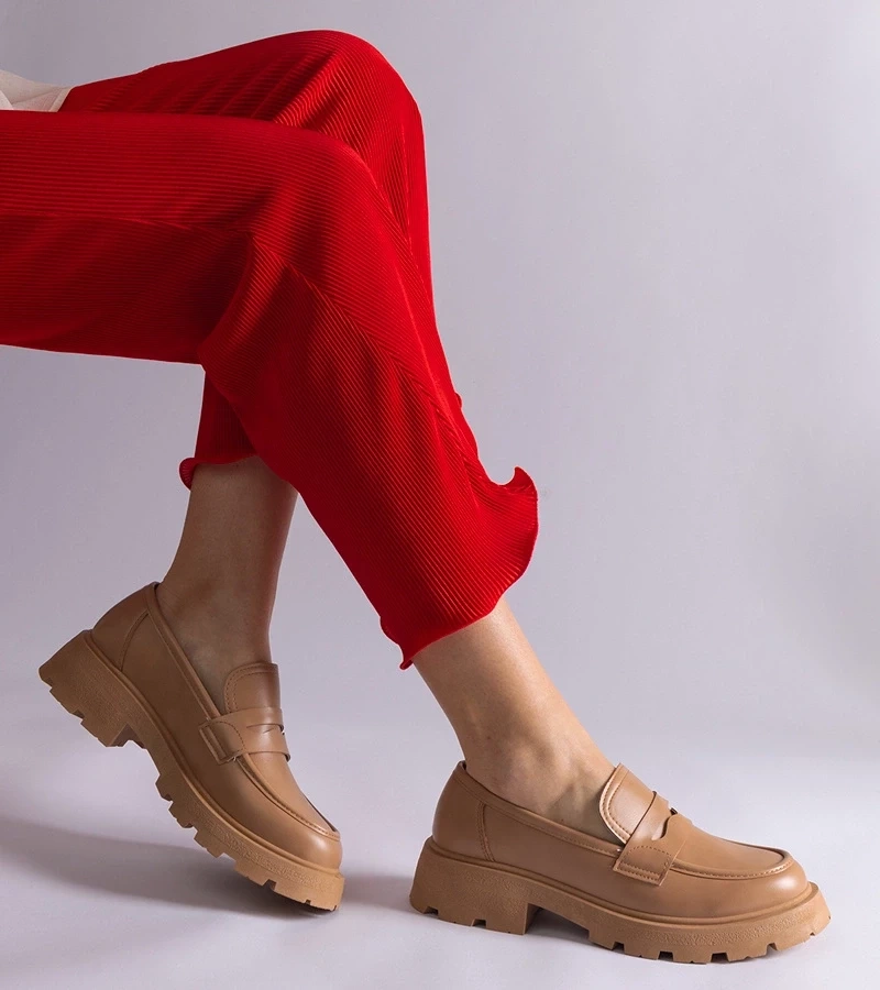 Gemre Mocasini bej închis pentru femei din piele ecologică Violanda