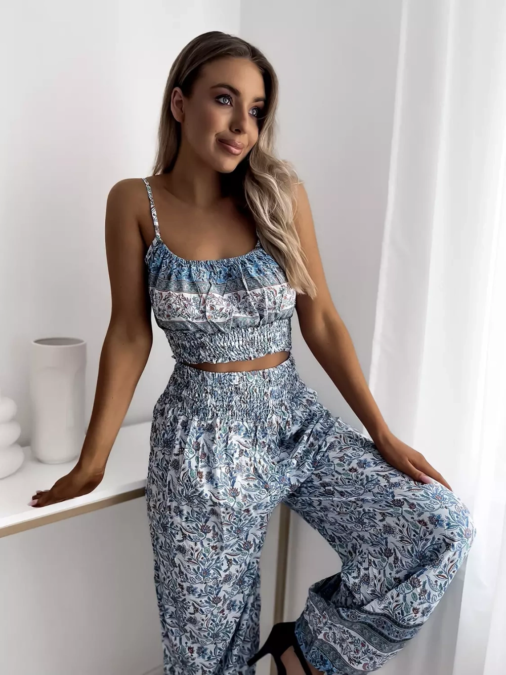 Resti Blue women's set with print- Clothing