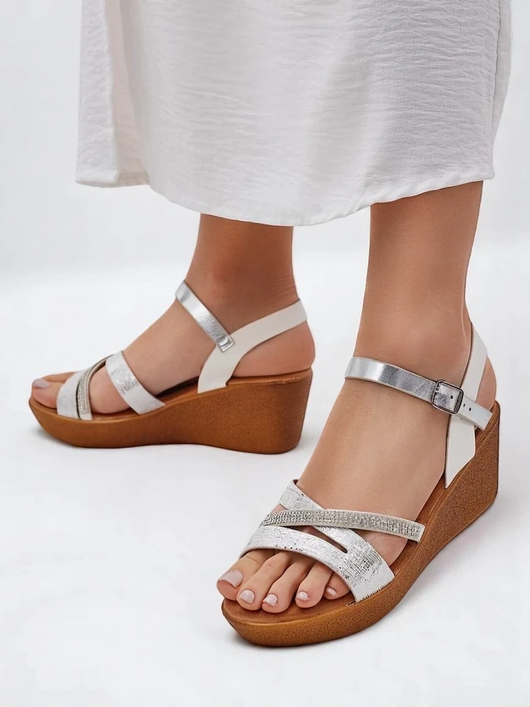 Resti Women's wedge sandals with rhinestones and glitter Eclat