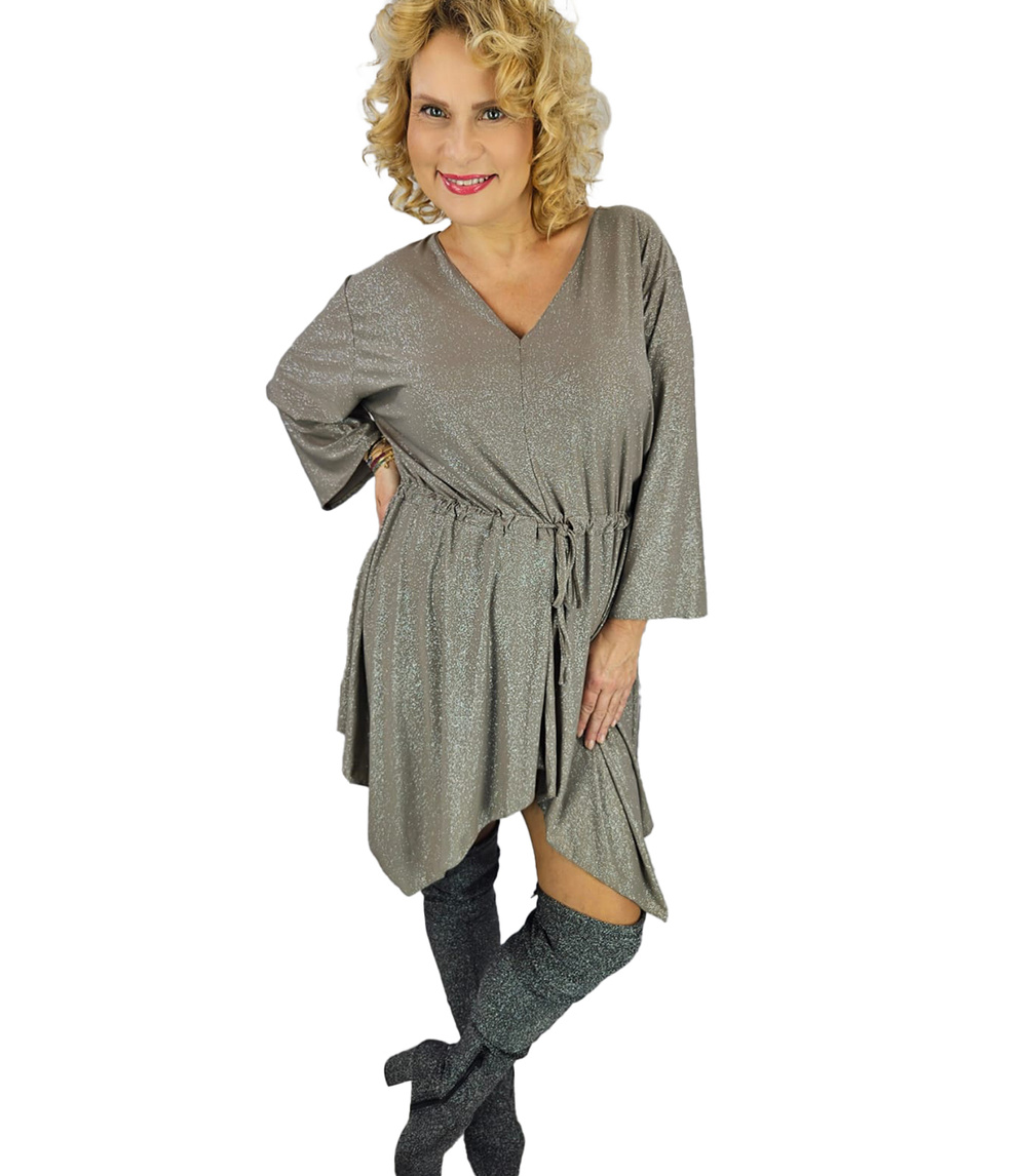 Pri Beautiful loose mini asymmetrical glitter dress OPALINA