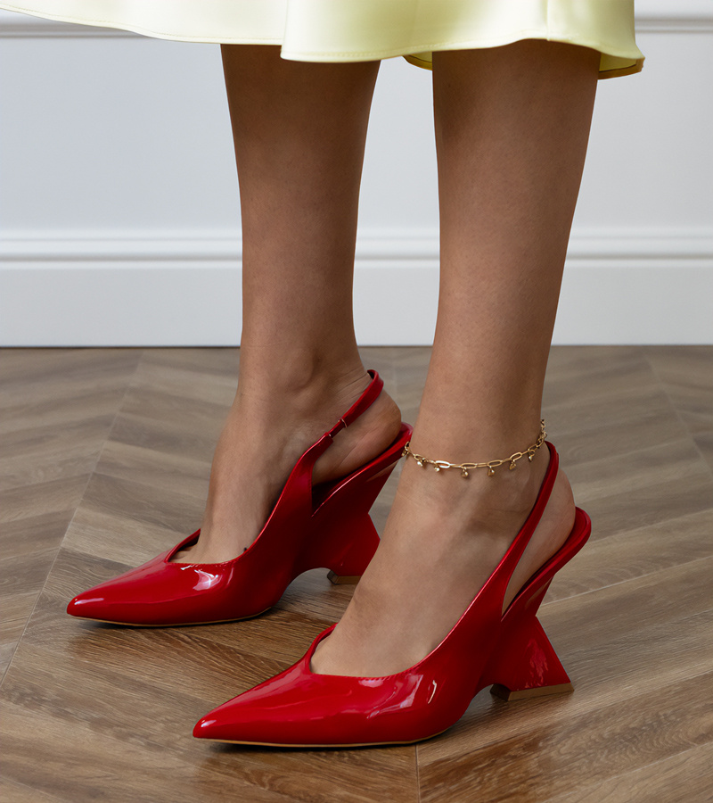 D/CEO Red sandals on a geometric wedge Kokkes