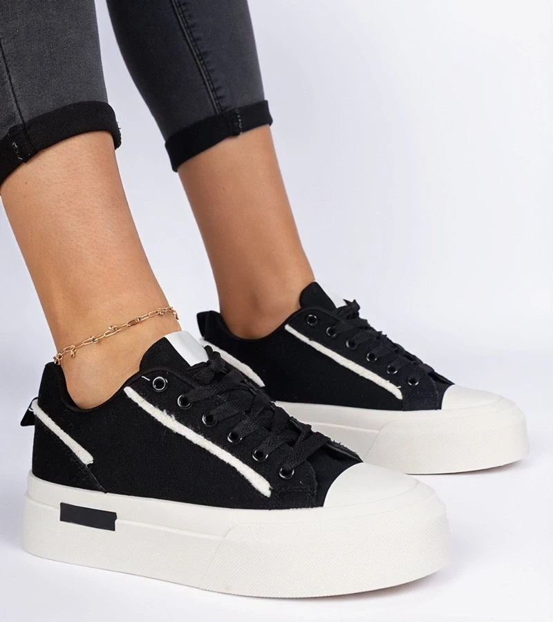 Gemre Tenisi negri de damă din material pe platformă Verinos