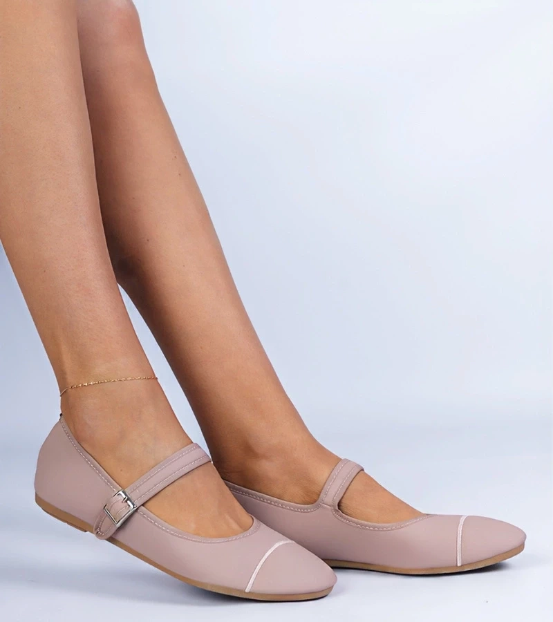 marka niezdefiniowana Pink matte finish ballerinas Longhola