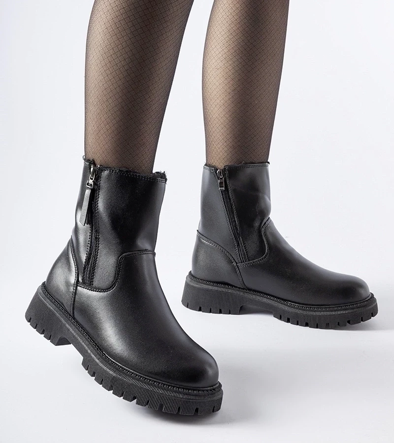 Gemre Bocanci negri căptușiți cu două fermoare Papig