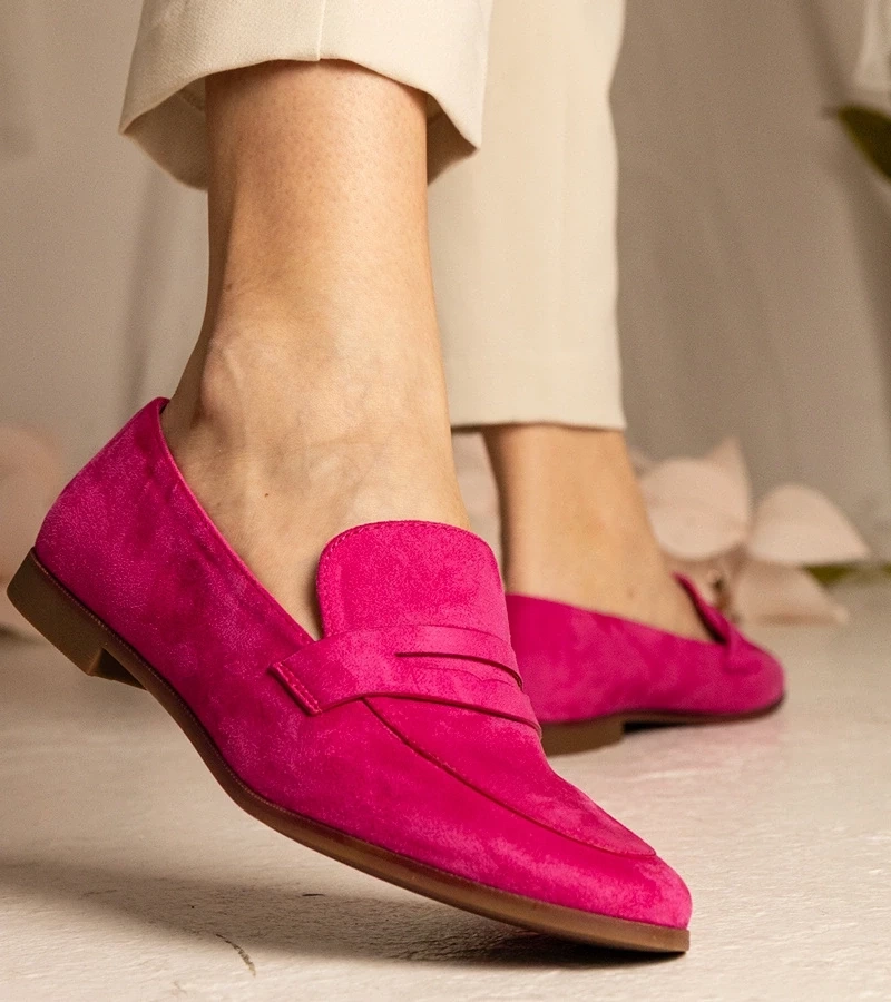 marka niezdefiniowana Pink classic women&#039;s moccasins Nageri