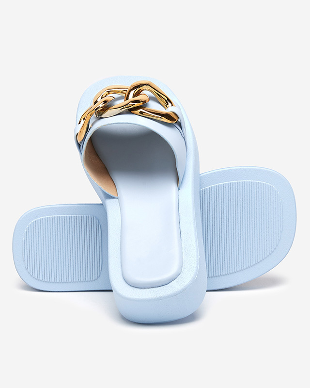 Resti Women&#039;s blue slippers with a gold chain Reteris - Footwear