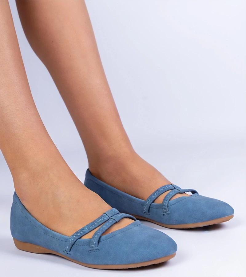 Gemre Balerini albaștri de damă din piele ecologică mată Baronna