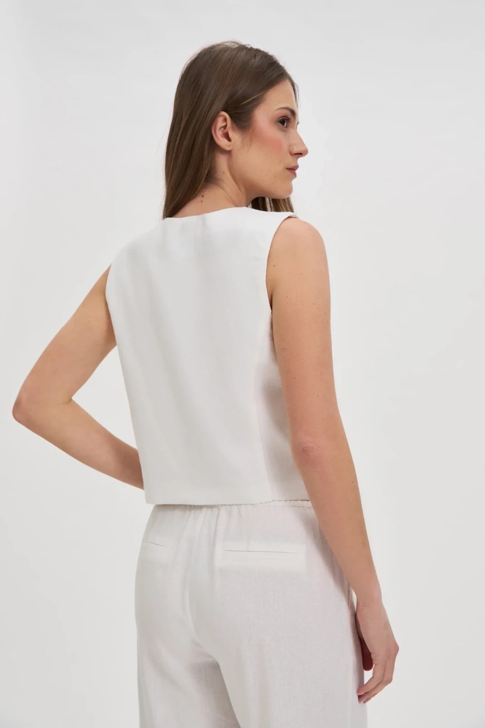Marisse White Linen Vest