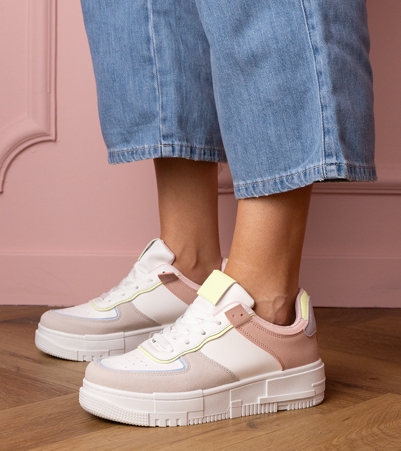 Gemre Adidași sportivi alb-gri pe platformă Fiones