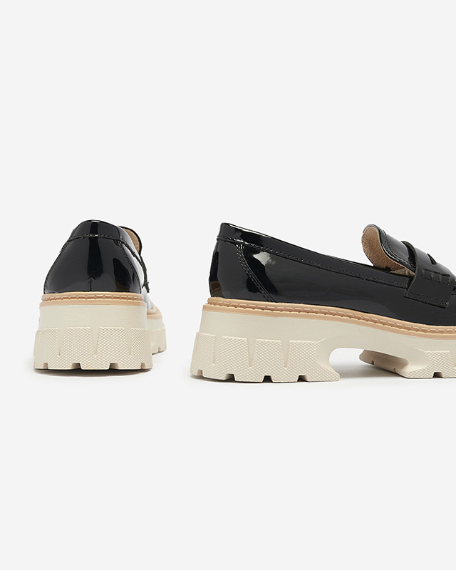 Resti Black lacquered moccasins for women Mewira - Footwear