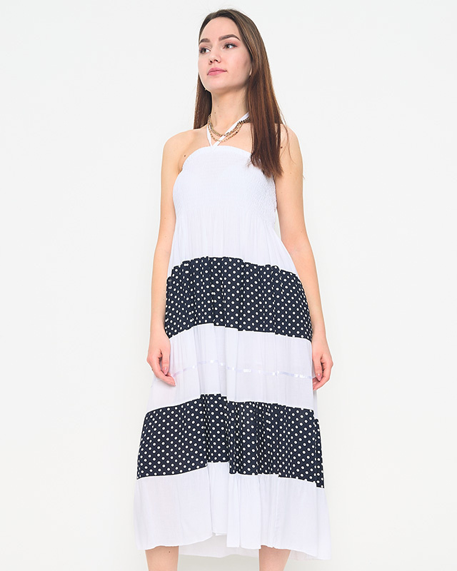 Resti White polka dot maxi skirt PLUS SIZE - Clothing