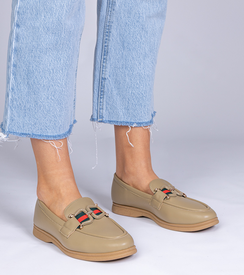 Gemre Pantofi mocasini verzi din piele ecologică cu ornament Kalenda