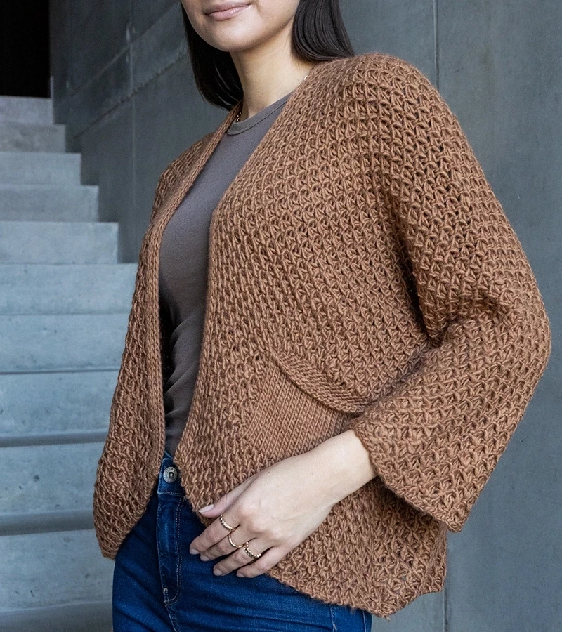 UR/CEO Dark beige open front cardigan Nira