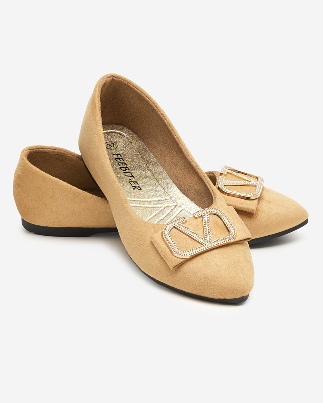 Resti Women&#039;s beige ballerinas with an ornament on the toe Cavo - Footwear
