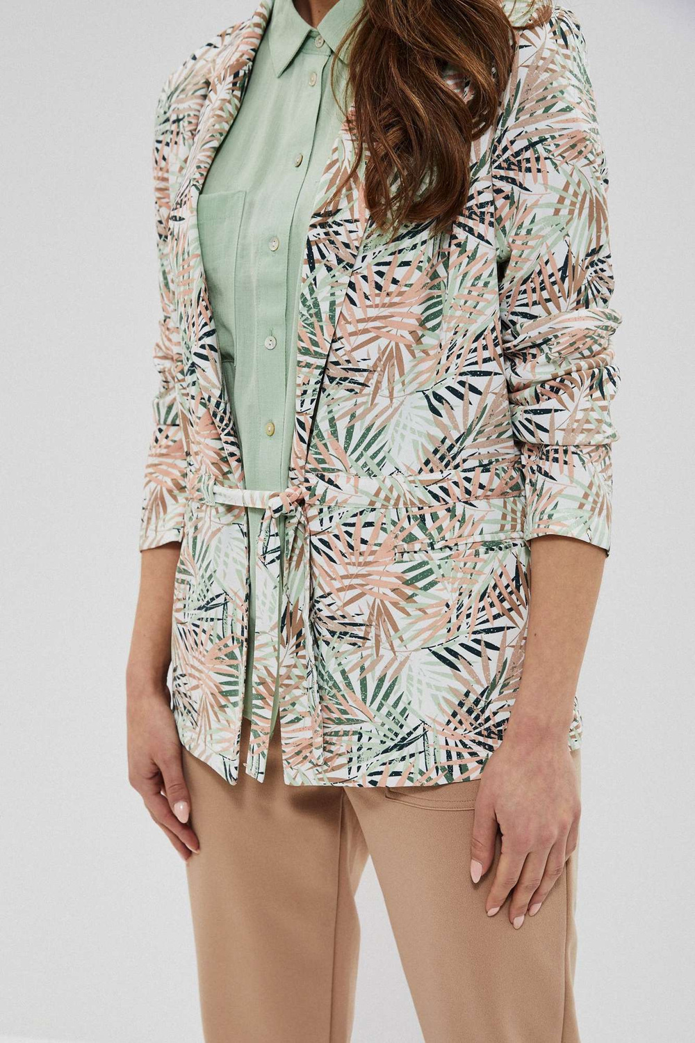 Marisse Tropical Print Jacket L-Mr-3704 White