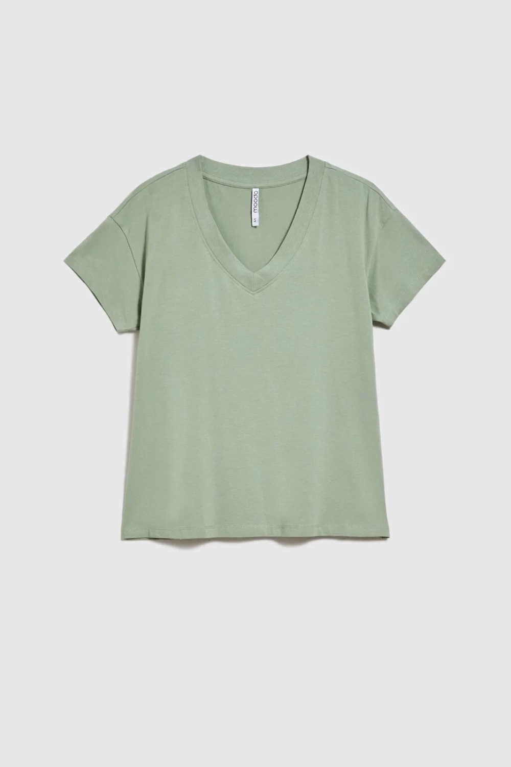 Marisse Cotton V-Neck T-Shirt In Olive Green