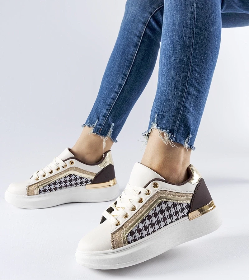 Gemre Sneakers maro-bej cu sclipici Briercliff