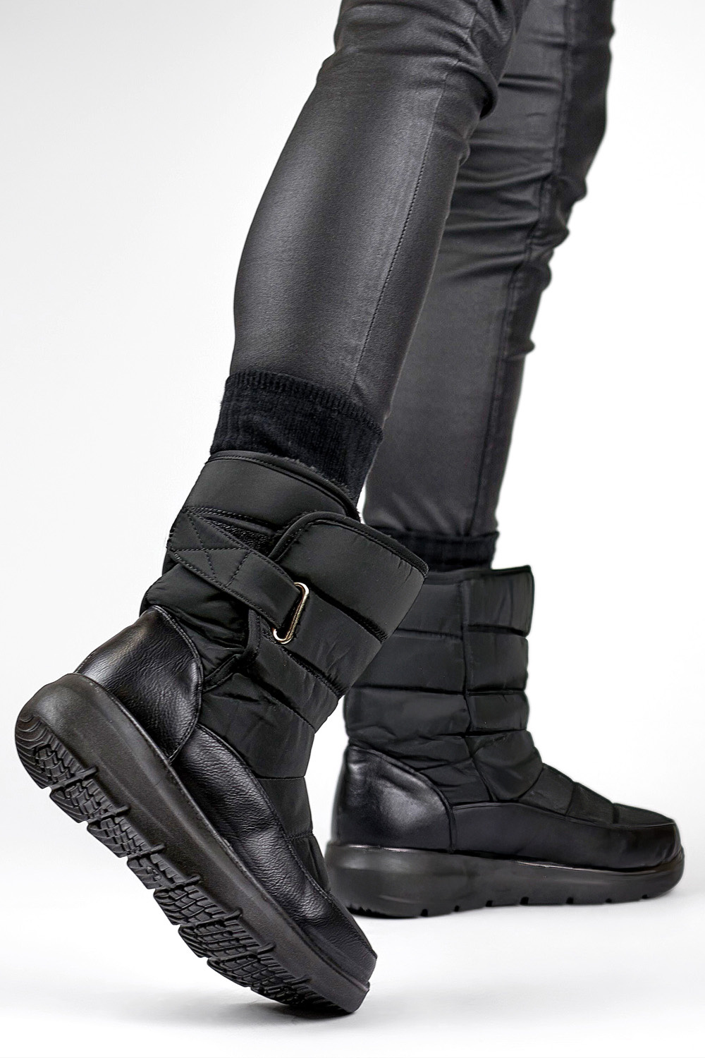 primohurt Czarne śniegowce na rzep buty ocieplane na zimę