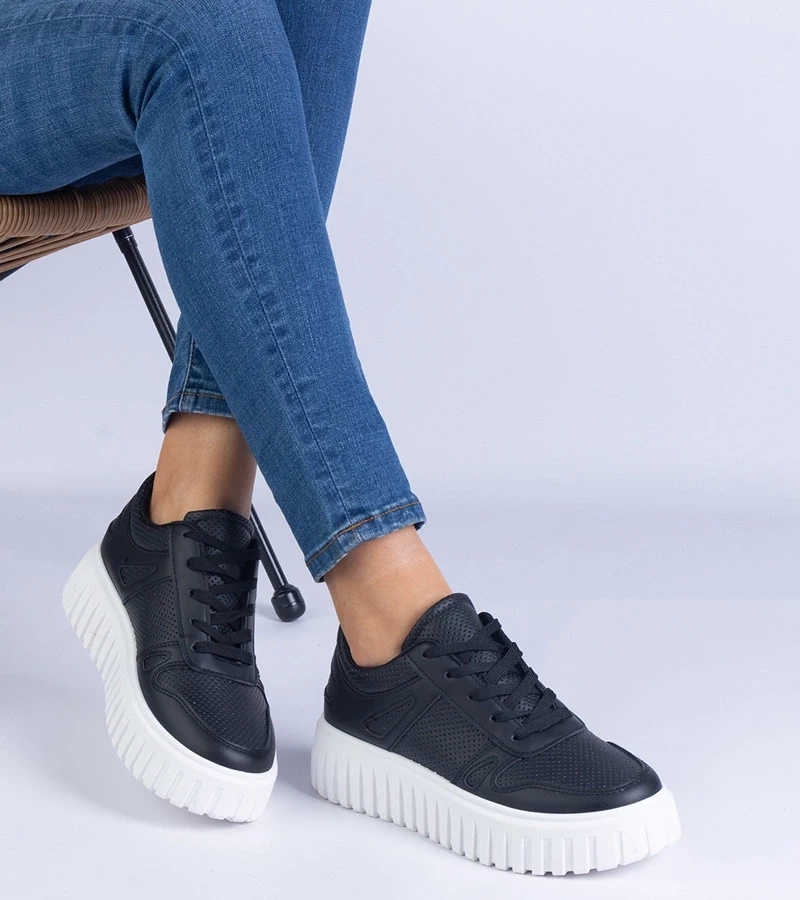 Gemre Adidași negri decupați pe talpă masivă Lusinda