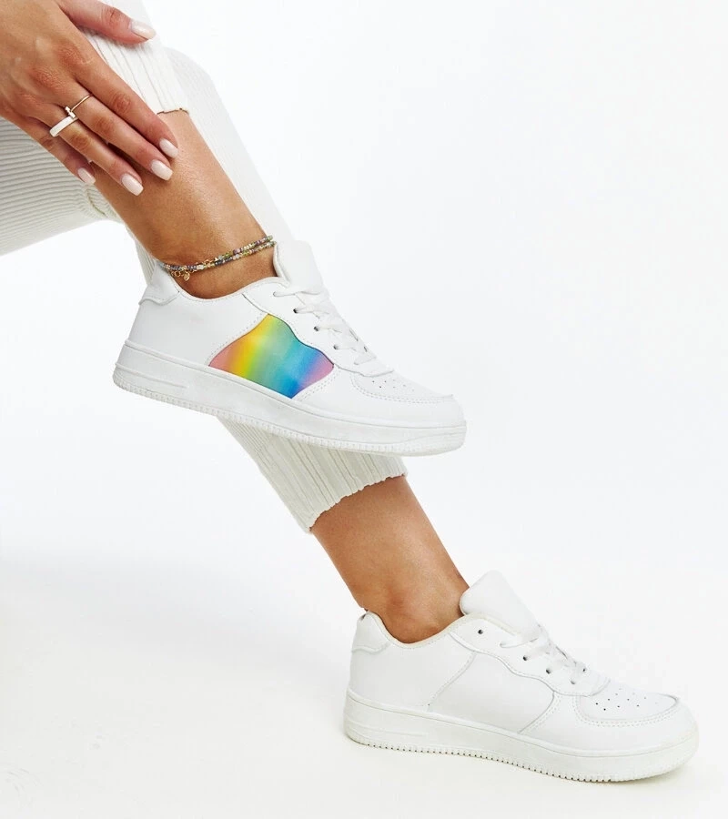 Gemre Sneakers albi cu culoare pe platforma Asmarina