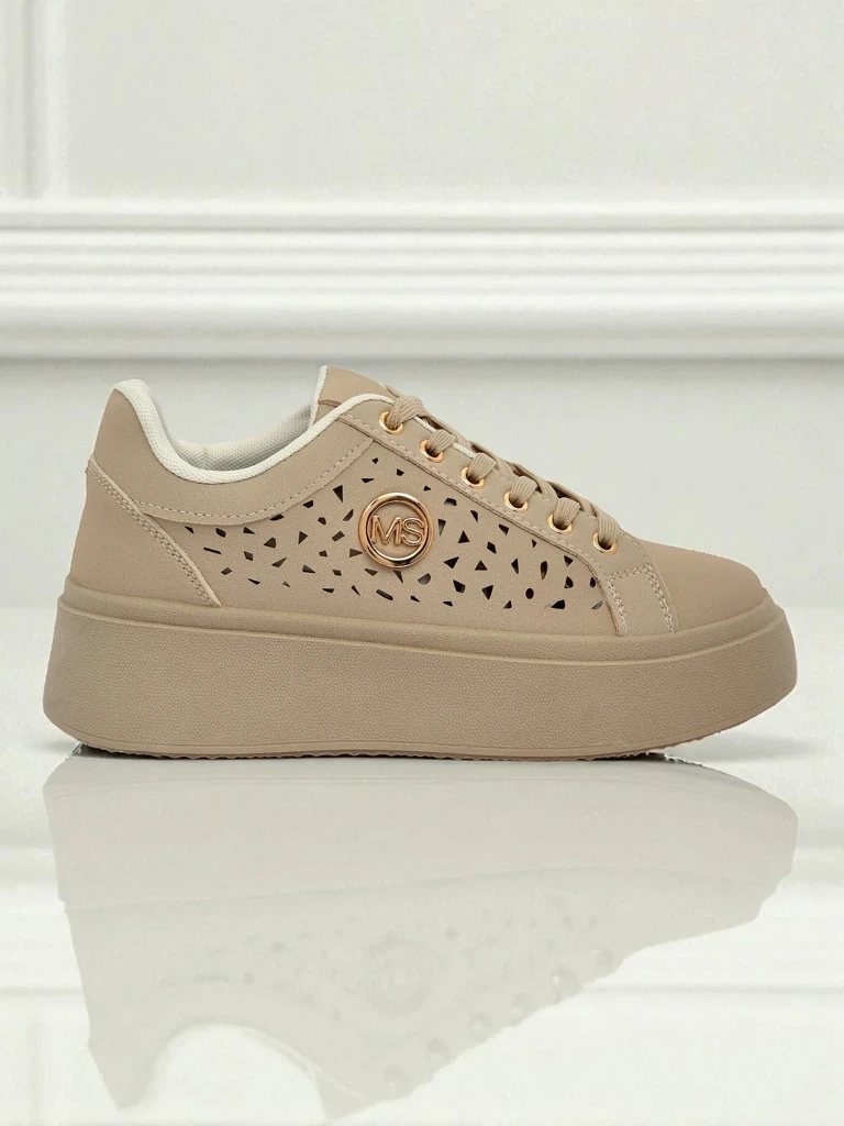 Resti Cleo Ecru Platino – beige platform sneakers eco leather