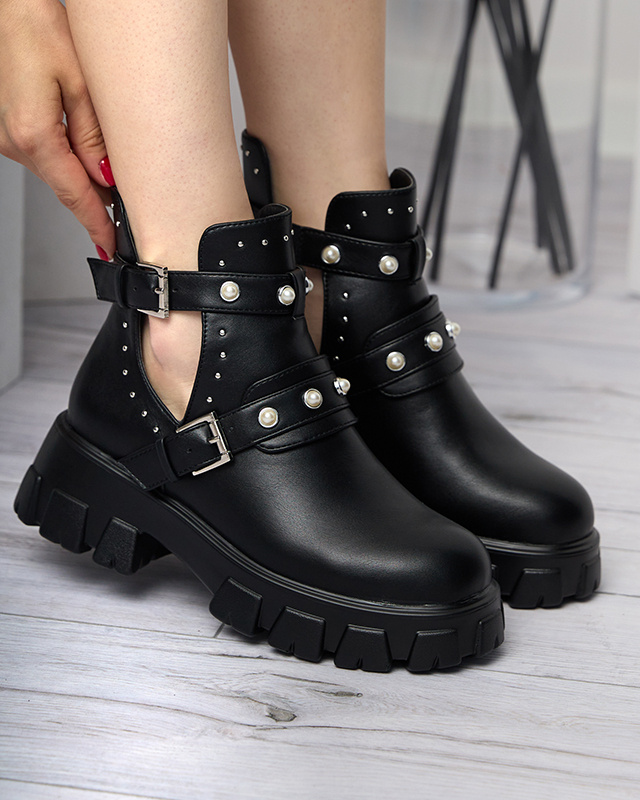 Resti Black womens boots on a solid sole Itreff- Footwear