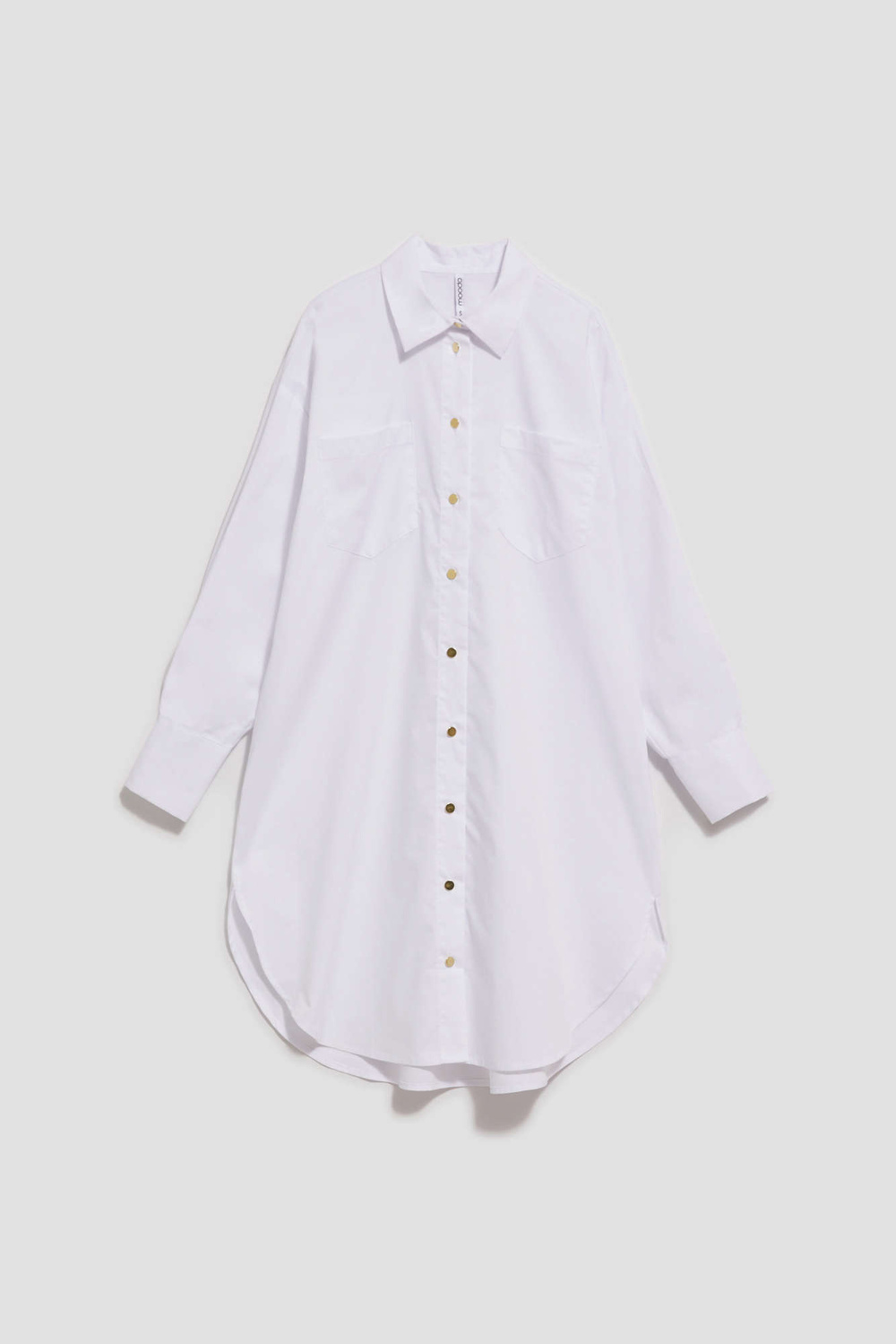 Marisse Oversized Shirt With Gold Buttons, White