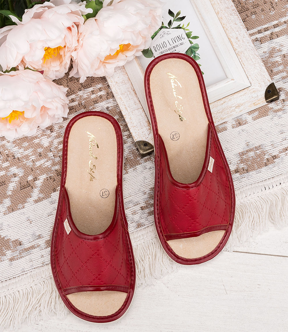 Дамски чехли Natural Style NS-112 Червено-бежови