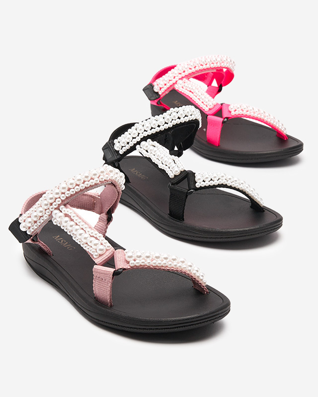 Resti Pink women&#039;s sports sandals with Dotiss pearls- Footwear