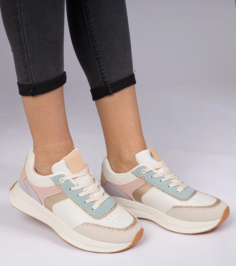 Gemre Adidași multicolori de damă cu sclipici și detalii cu model animalier Markuta