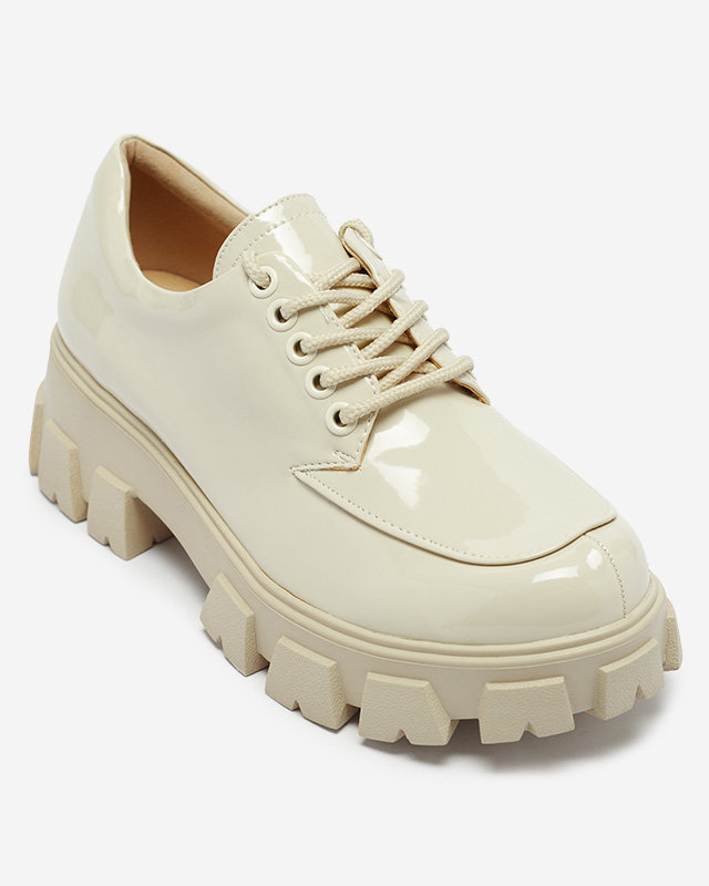 Resti Women's light beige lacquered lace-up shoes Ginara - Footwear