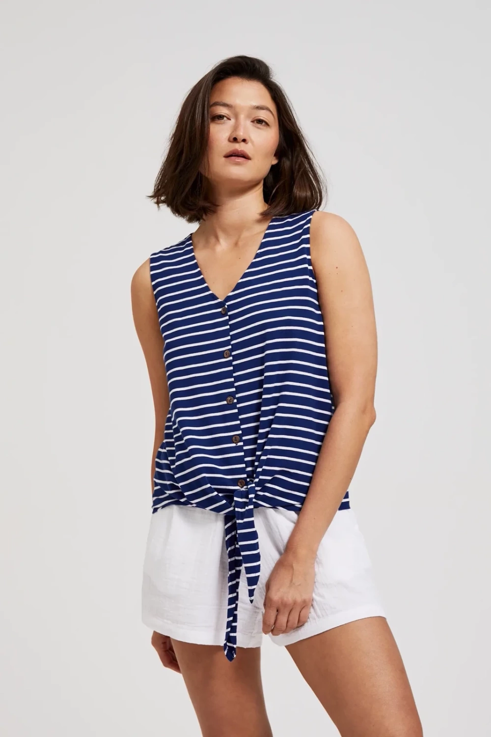 Marisse Women&#039;s Blouse L-Ts-4422 White_Navy