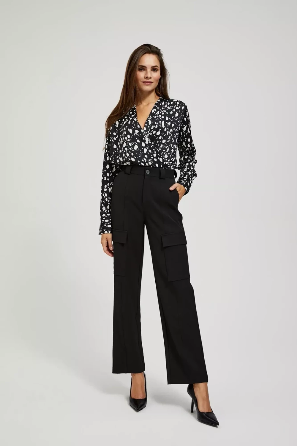 Marisse Black Envelope Neck Shirt