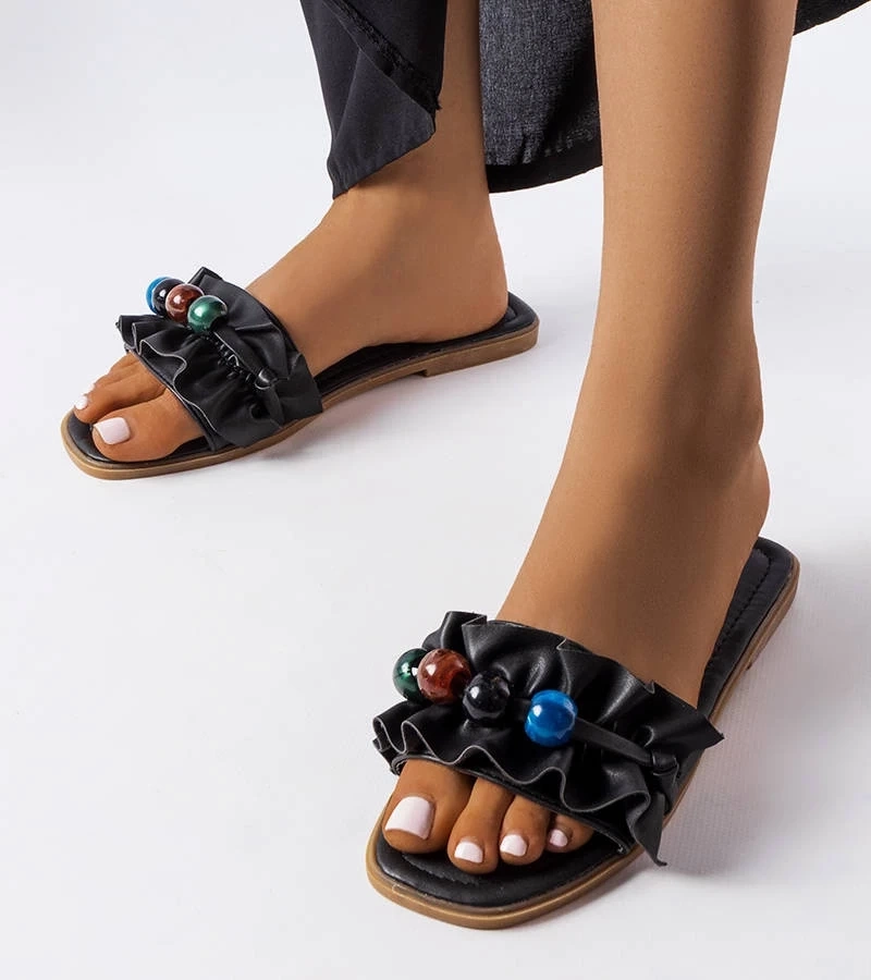 marka niezdefiniowana Șlapi negri cu pliu Fortier